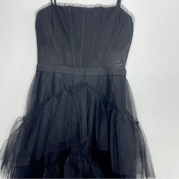BCBGMAXAZRIA Size 8 Oly Corset Tulle Tiered Black Gown (Blogger favorite) - Picture 7 of 10